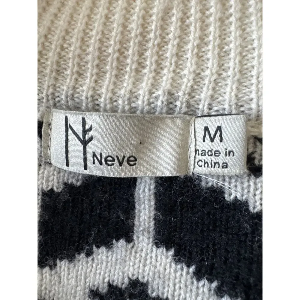 NEVE Ski Reindeer 100% Wool Full Zip Up Sweater Size Medium